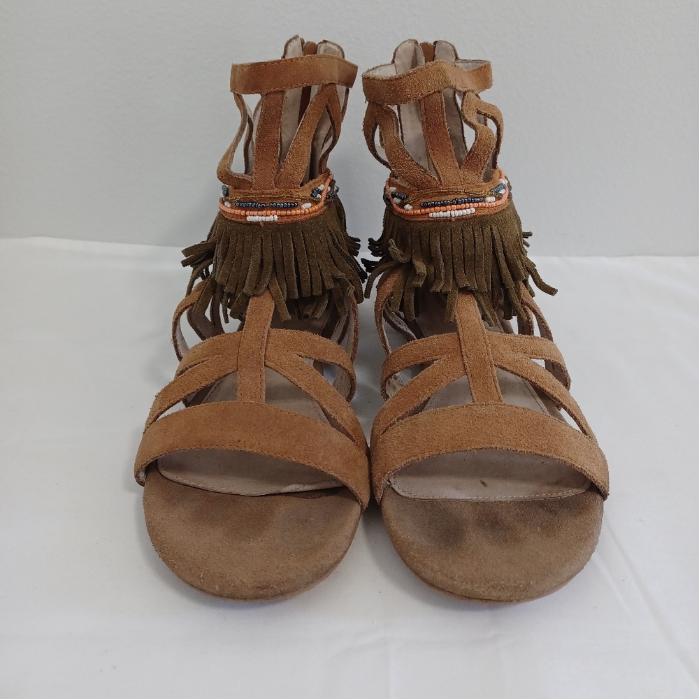 House of Harlow 1960 Tan Fringe Sandals